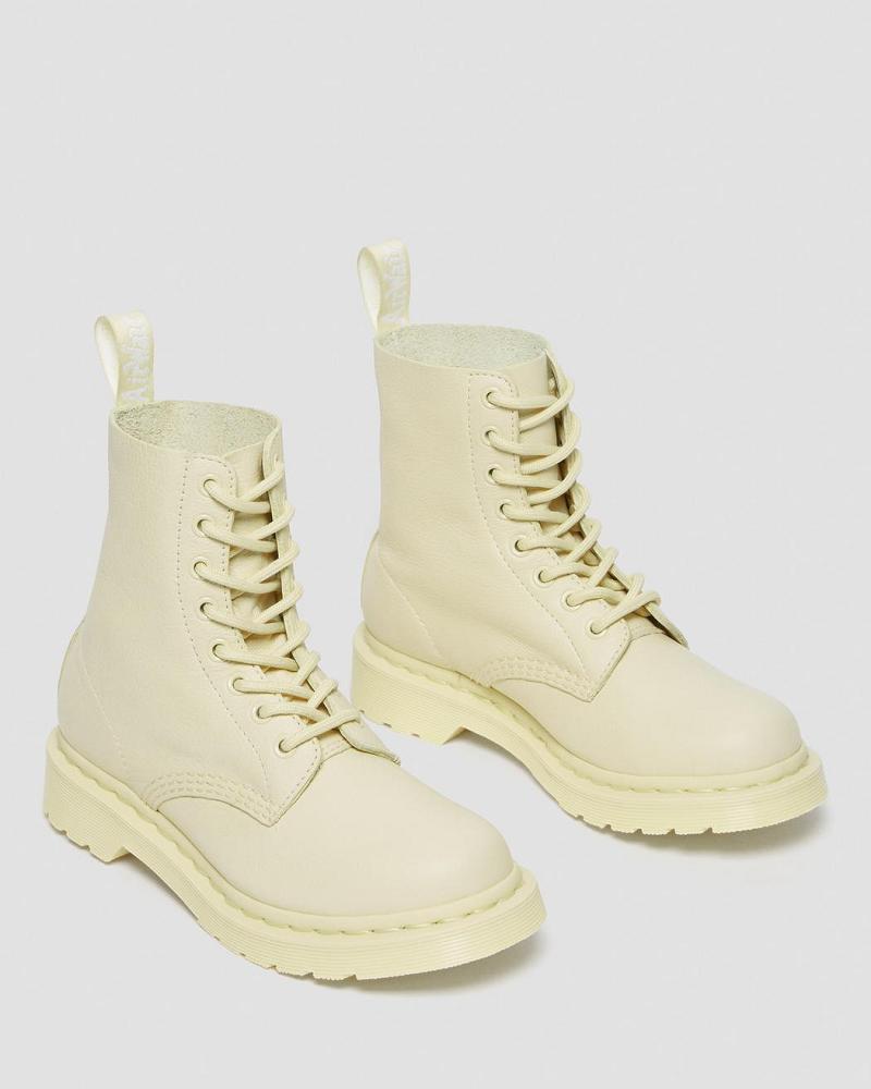 Cream Women's Dr Martens 1460 Pascal Mono Lace Up Boots | CA 188UZG